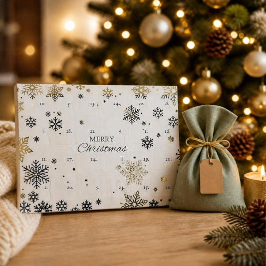 Calendrier de l'Avent blanc et son brûleur surprise (visuel non contractuel)